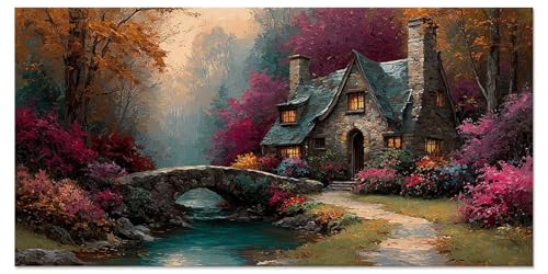 Malen Nach Zahlen Erwachsene Häuser Malen Nach Zahlen Kinder ab 5 6 8 9 10 Landschaft Diy set Basteln Erwachsene Kreativ Bastelset Mädchen 7 Jahre Acrylfarben Leinwand 100x200cm Ohne Rahmen u-4788 von Liutuedy