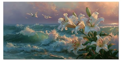 Malen Nach Zahlen Meereswellen Malen Nach Zahlen Kinder ab 5 Diy Set Erwachsene Kreativ Bastelset Mädchen 7 Jahre Blume Leinwand Cheerful Painting Acrylfarben Ölgemälde 45x90cm Ohne Rahmen u-6521 von Liutuedy