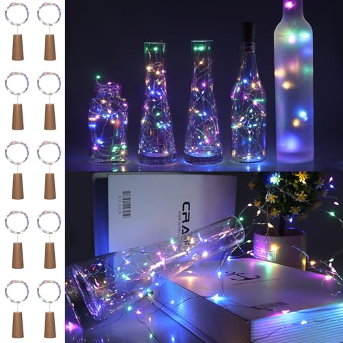 10 Stück Flaschenlichter Mit Korken, Mehrfarbig, 2M, 20 Leds, Mini-Kupferdraht, Feenlichter Für Weinflaschen, Wasserdichtes Nachtlicht, Geeignet Für Heimwerker, Partys, Rasen, Festivals(Mehrfarbig) 10 Stück Flaschenlichter Mit Korken, Mehrfarbig, 2M, 20 Leds, Mini-Kupferdraht, Feenlichter Für Weinflaschen, Wasserdichtes Nachtlicht, Geeignet Für Heimwerker, Partys, Rasen, Festivals(Mehrfarbig) von Liuyife