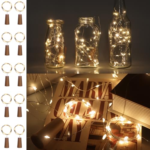 Liuyife 10 Stück Flaschenlichter Mit Korken, Warmweiß, 2M, 20 LEDs, Mini-Kupferdraht, Feen-Weinflaschenlichter, Wasserdichtes Nachtlicht, Geeignet Für Heimwerker, Party, Rasen, Festival (Warmweiß) Liuyife 10 Stück Flaschenlichter Mit Korken, Warmweiß, 2M, 20 LEDs, Mini-Kupferdraht, Feen-Weinflaschenlichter, Wasserdichtes Nachtlicht, Geeignet Für Heimwerker, Party, Rasen, Festival (Warmweiß) von Liuyife