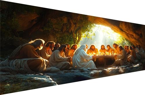 Diamond Painting Das Letzte Abendmahl Diamond Painting Erwachsene Groß Xxl HöHle 30x60cm,5D Diamant Malerei Strass Kristall Kreuzstich Stickerei,Mosaik Kunsthandwerk Set FüR Herbst Dekoration Q1-727 von Liuyqing
