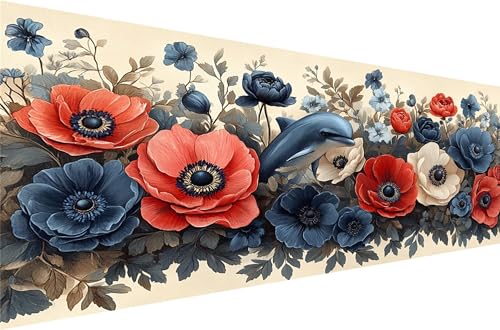 Diamond Painting Delphin Diamond Painting Erwachsene Groß Xxl Blumen 50x100cm,5D Diamant Malerei Strass Kristall Kreuzstich Stickerei,Mosaikherstellung Kunsthand Sets FüR Herbst Dekoration Q1-742 von Liuyqing