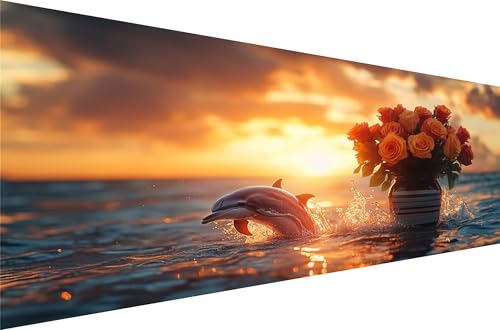 Diamond Painting Delphin Diamond Painting Erwachsene Groß Xxl Sonnenuntergang 30x60cm,5D Diamant Malerei Strass Kristall Kreuzstich Stickerei,Mosaik Kunsthandwerk Sets FüR Herbst Dekoration Q1-733 von Liuyqing