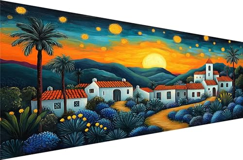 Diamond Painting Dorf Diamond Painting Erwachsene Groß Xxl Sonnenuntergang 30x60cm,5D Diamant Malerei Strass Kristall Kreuzstich Stickerei,Mosaikherstellung Kunsthandwerk FüR Herbst Dekoration Q1-748 von Liuyqing