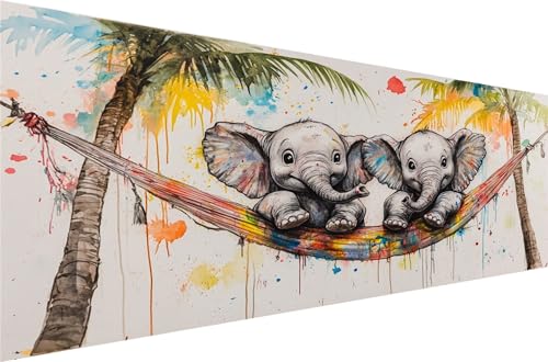 Diamond Painting Elefant Diamond Painting Erwachsene Groß Xxl Kokospalmen 70x140cm,5D Diamant Malerei Strass Kristall Kreuzstich Stickerei,Mosaikherstellung Kunsthandwerk FüR Herbst Dekoration Q1-62 von Liuyqing