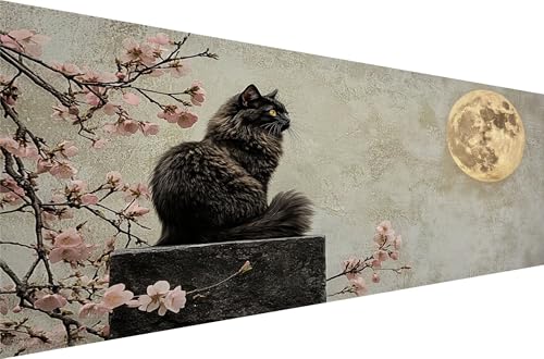 Diamond Painting Katze Diamond Painting Erwachsene Groß Xxl Pflaumenbossom 70x140cm,5D Diamant Malerei Strass Kristall Kreuzstich Stickerei,Mosaikherstellung Kunsthandwerk FüR Herbst Dekoration Q1-34 von Liuyqing