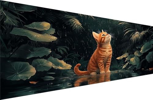 Diamond Painting Katze Diamond Painting Erwachsene Groß Xxl Regenzeit 70x140cm,5D Diamant Malerei Strass Kristall Kreuzstich Stickerei,Mosaikherstellung Kunsthand Sets FüR Herbst Dekoration Q1-58 von Liuyqing