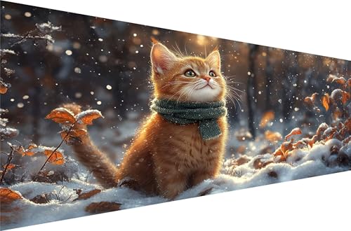 Diamond Painting Katze Diamond Painting Erwachsene Groß Xxl Schneesaison 80x160cm,5D Diamant Malerei Strass Kristall Kreuzstich Stickerei,Mosaikherstellung Kunsthandwerk FüR Herbst Dekoration Q1-57 von Liuyqing