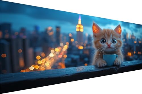 Diamond Painting Katze Diamond Painting Erwachsene Groß Xxl Tasse 70x140cm,5D Diamant Malerei Strass Kristall Kreuzstich Stickerei,Mosaikherstellung Kunsthandwerk FüR Schlafzimmer Dekoration Q1-35 von Liuyqing