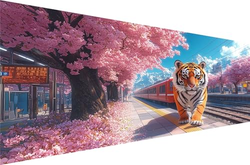 Diamond Painting KirschblüTen Diamond Painting Erwachsene Groß Xxl Tiger 30x60cm,5D Diamant Malerei Strass Kristall Kreuzstich Stickerei,Mosaikherstellung Kunsthandwerk FüR Herbst Dekoration Q1-737 von Liuyqing