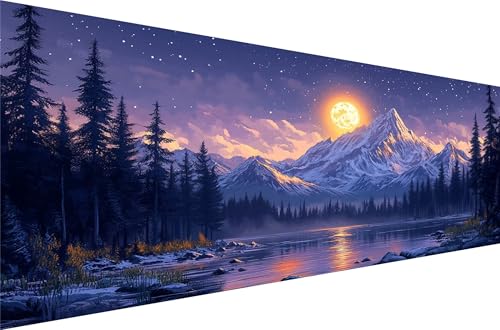Diamond Painting Mondscheinnacht Diamond Painting Erwachsene Groß Xxl Gebirge 30x60cm,5D Diamant Malerei Strass Kristall Kreuzstich Stickerei,Mosaik Kunsthandwerk Sets FüR Herbst Dekoration Q1-735 von Liuyqing