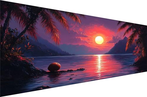 Diamond Painting Sonnenuntergang Diamond Painting Erwachsene Groß Xxl Seeufer 30x60cm,5D Diamant Malerei Strass Kristall Kreuzstich Stickerei,Mosaik Kunsthandwerk Sets FüR Herbst Dekoration Q1-785 von Liuyqing