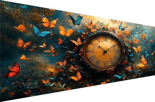 Diamond Painting Uhr Diamond Painting Erwachsene Groß Xxl Schmetterling 30x60cm,5D Diamant Malerei Strass Kristall Kreuzstich Stickerei,Mosaikherstellung Kunsthandwerk FüR Herbst Dekoration Q1-736 von Liuyqing