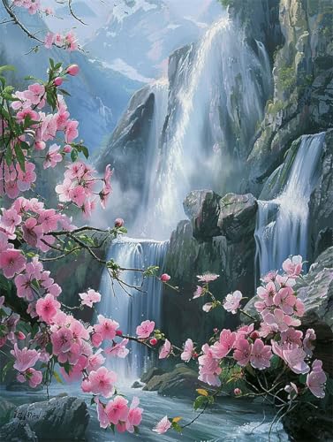 Malen Nach Zahlen Erwachsene Fallen Malen Nach Zahlen Blumen (1), DIY Hand Painted Oil Painting Canvas Kits with Brushes-Acrylic Paints, Paint by NumbersBeginners, Geschenke für Frauen 90x120cm Q1-909 von Liuzhbnn