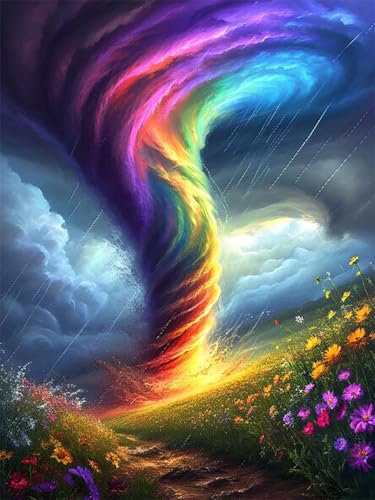Malen Nach Zahlen Erwachsene Tornado Malen Nach Zahlen Blume, Hand Painted Oil Painting Canvas Kits Brushes-Acrylic Paints, Paint by Numbers Bastelset Erwachsene, Geschenke für Frauen 40x50cm Q1-11 von Liuzhbnn