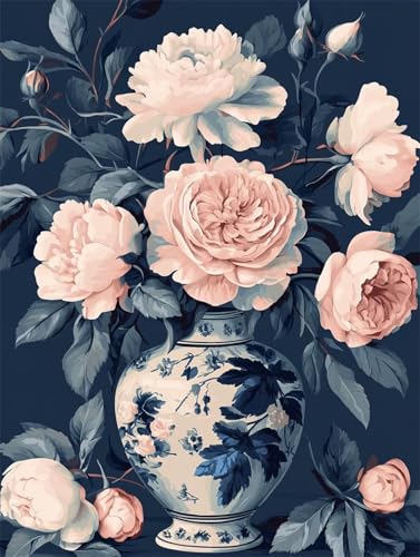 Pfingstrose Malen Nach Zahlen, Paint by Numbers Blumen (1), Malen Nach Zahlen Kinder ab 10 with 3 Brushes-Acrylic Paint, DIY Painting by Numbers for Wall Decoration (Without Frame) 70x90cm Q1-896 von Liuzhbnn