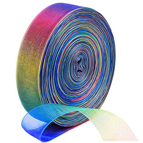 Livder Organzabänder Chiffonband, 60 Yard 2,5 cm breit, schimmerndes Band für Geschenkverpackungen, Haare, Hochzeit, Party-Dekoration, Regenbogen Livder Organzabänder Chiffonband, 60 Yard 2,5 cm breit, schimmerndes Band für Geschenkverpackungen, Haare, Hochzeit, Party-Dekoration, Regenbogen von Livder