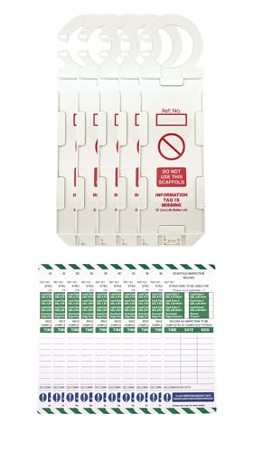 LIVELIFEBETTER® Gerüst-Inspektions-Aufzeichnungsetiketten – 5 Halter und 10 Einsätze – passend für alle Gerüstarten, geeignet für den Innen- und Außenbereich – langlebige PP-Tags von Live Life Better