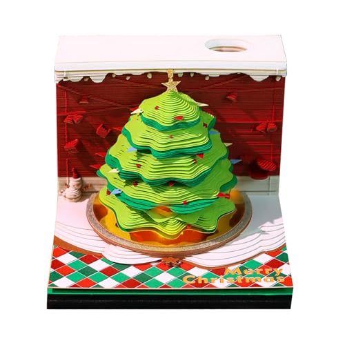 LiveGo 2026 3D Kalender - LED Licht Papier Schnitzerei Kunst Schreibtisch Kalender mit Notizblock Notizblock | DIY Dekoration Geschenk für Weihnachten, Einweihung, Büro, Zuhause von LiveGo