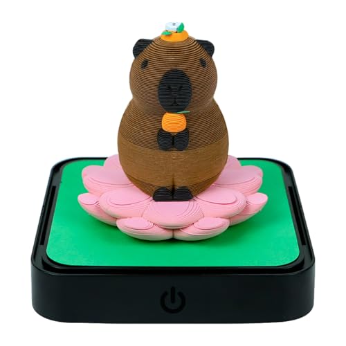 LiveGo 2026 3D Kalender - LED Licht Papier Schnitzerei Kunst Schreibtisch Kalender mit Memo Pad Notizblock | DIY Dekoration Geschenk für Weihnachten, Einweihung, Büro, Zuhause (Capybara) von LiveGo