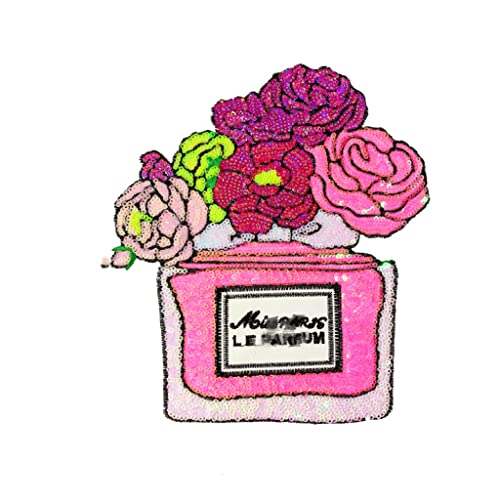 Liveish Aufnäher für Parfümflaschen, Stickerei, Buchstaben, Stickerei, Pailletten, Abzeichen, Kleidung, Zubehör, zum Aufbügeln, 20 x 18 cm (Stil 8) von Liveish