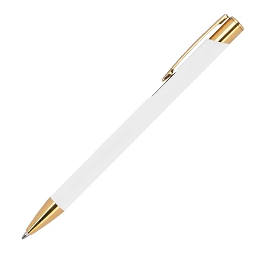 10 Kugelschreiber aus Metall / mit goldenen Applikationen / Farbe: weiß von Livepac-Office
