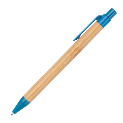 10 Kugelschreiber aus Weizenstroh und Bambus / Farbe: blau von Livepac Office