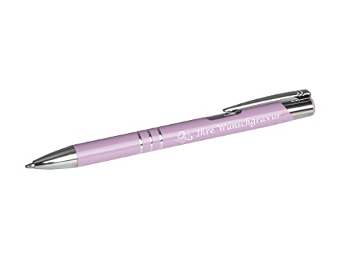 10 Kugelschreiber mit Gravur "Hochzeit" / aus Metall / Farbe: pastell lila von Livepac-Office