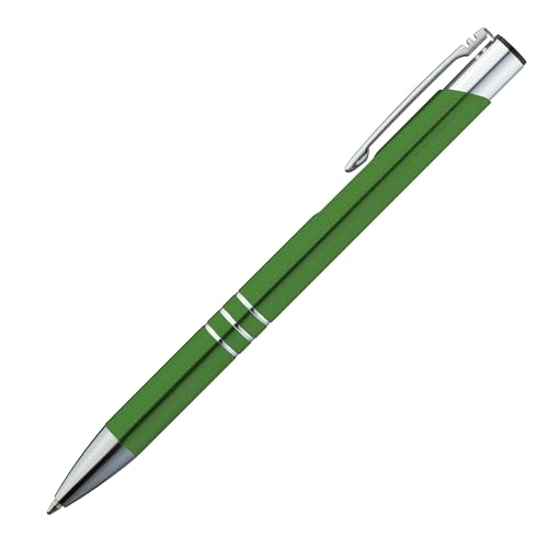 10 Metall-Kugelschreiber / Schreibfarbe = Kugelschreiberfarbe / Farbe: grün von Livepac-Office