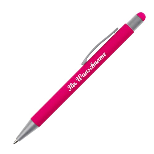 10 Touchpen Kugelschreiber mit Namensgravur / aus Metall / Farbe: pink von Livepac-Office