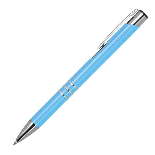 100 Kugelschreiber aus Metall / vollfarbig lackiert / Farbe: hellblau (matt) von Livepac-Office