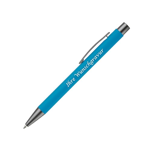 10x Kugelschreiber mit Gravur / aus Metall / mit Soft-Touch / Farbe: hellblau 10x Kugelschreiber mit Gravur / aus Metall / mit Soft-Touch / Farbe: hellblau von Livepac-Office