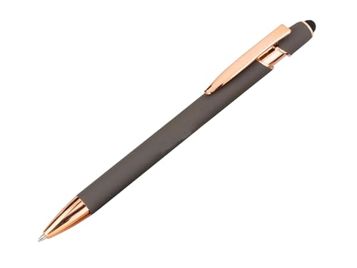 10x Touchpen-Kugelschreiber "Roségold" aus Metall / gummiert / Farbe: grau 10x Touchpen-Kugelschreiber "Roségold" aus Metall / gummiert / Farbe: grau von Livepac-Office