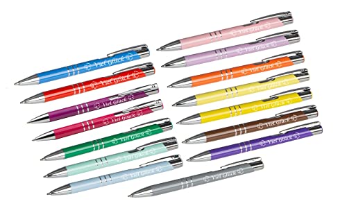 15 Kugelschreiber mit Gravur "Viel Glück" / aus Metall / 15 Farben von Livepac-Office