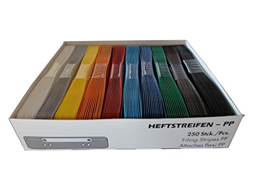 250 (10x 25) Heftstreifen PP / 10 Farben von Livepac-Office