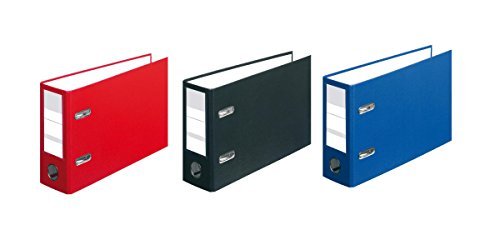 3 Herlitz Ordner / quer / DIN A5 / 80mm breit / Farbe: je 1x rot, blau, schwarz von Livepac-Office