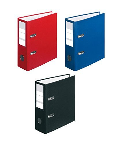 3 Ordner / DIN A5 / 80mm breit / Farbe: je 1x schwarz, blau, rot von Livepac-Office