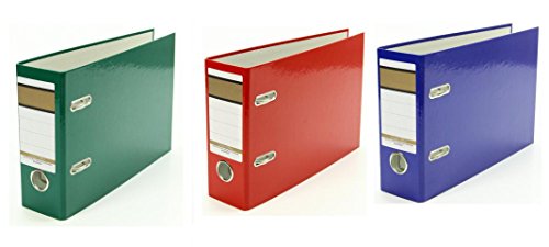 3x Ordner / A5 quer / 75mm breit / Farbe: je 1x grün, blau und rot von Livepac Office