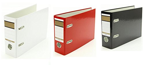 3x Ordner / A5 quer / 75mm breit / Farbe: je 1x weiß, rot und schwarz von Livepac Office