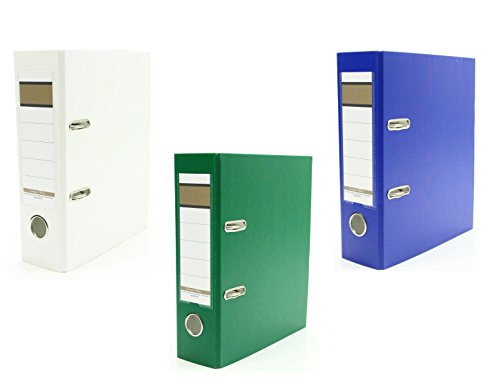 3x Ordner / DIN A5 / 75mm / Farbe: je 1x blau, grün und weiß von Livepac Office