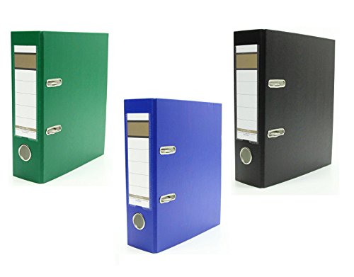 3x Ordner / DIN A5 / 75mm / Farbe: je 1x schwarz, blau und grün von Livepac Office