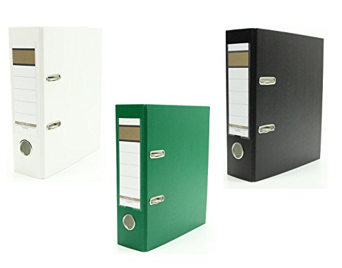 3x Ordner / DIN A5 / 75mm / Farbe: je 1x schwarz, grün und weiß von Livepac Office