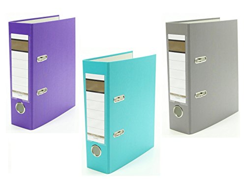 3x Ordner / DIN A5 / 75mm / Farbe: je 1x türkis, lila und grau von Livepac Office