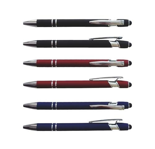 3x Touchpen-Kugelschreiber aus Metall / gummiert / je 1x schwarz, rot, blau 3x Touchpen-Kugelschreiber aus Metall / gummiert / je 1x schwarz, rot, blau von Livepac-Office