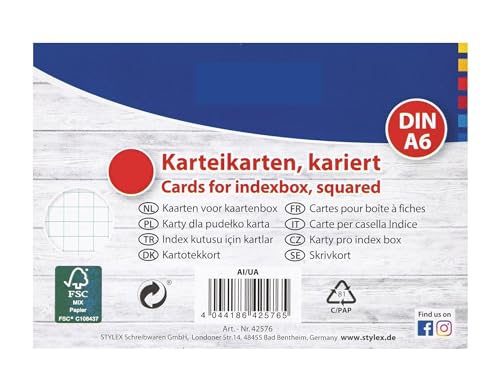 400 Karteikarten / DIN A6 / weiss / kariert von Livepac-Office