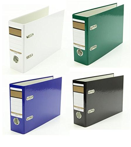 4x Ordner / A5 quer / 75mm breit / Farbe: je 1x weiß, grün, blau und schwarz von Livepac Office