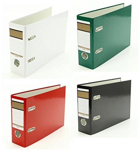4x Ordner / A5 quer / 75mm breit / Farbe: je 1x weiß, grün, rot und schwarz von Livepac Office