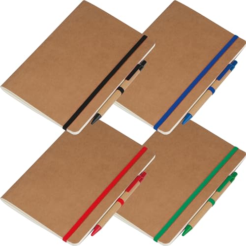 4x Recyceltes Notizheft / DIN A5 / 120 blanco Seiten / 4 Farben von Livepac-Office