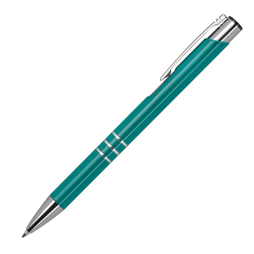 50 Kugelschreiber aus Metall / vollfarbig lackiert / Farbe: türkis (matt) von Livepac-Office