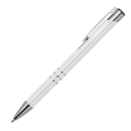 50 Kugelschreiber aus Metall / vollfarbig lackiert / Farbe: weiß (matt) von Livepac-Office